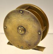 Early Charles Farlow & Co Makers 191 The Strand London brass plate wind fly reel c.1890 - 3.25