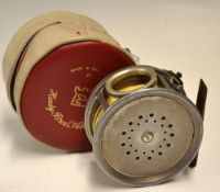 Hardy Bros "The Perfect" alloy salmon fly reel c.1912 - 3.75 inch dia, smooth brass alloy foot,