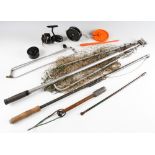 Hardy Fishing Accessories plus a collection of reels et al: Hardy Alloy collapsible folding salmon
