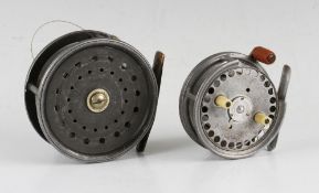 Hardy Bros Alnwick Silex No2 alloy reel c.1914 - 3.25" dia with quarter rim cut out, 3x screw drum