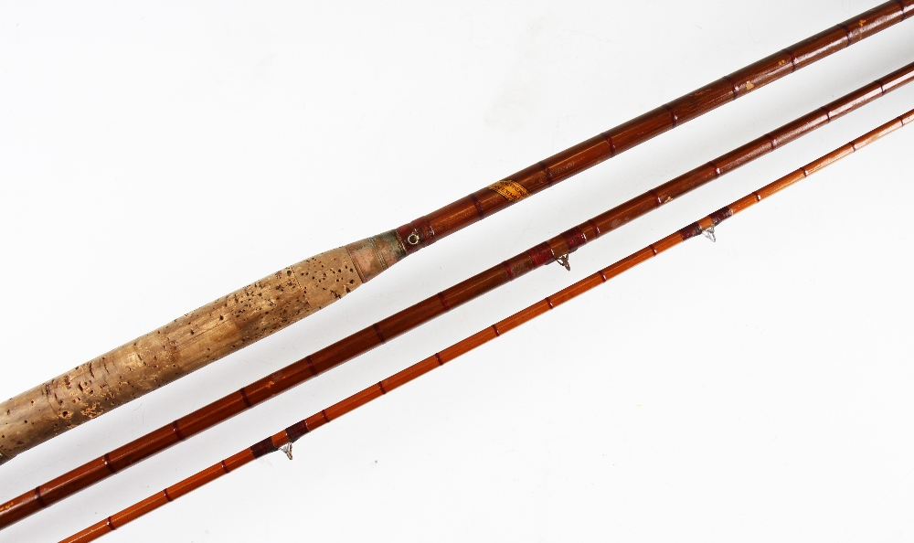 John MacPherson Inverness salmon fly rod: 14 foot 3pc built cane with replaced top - brass reel