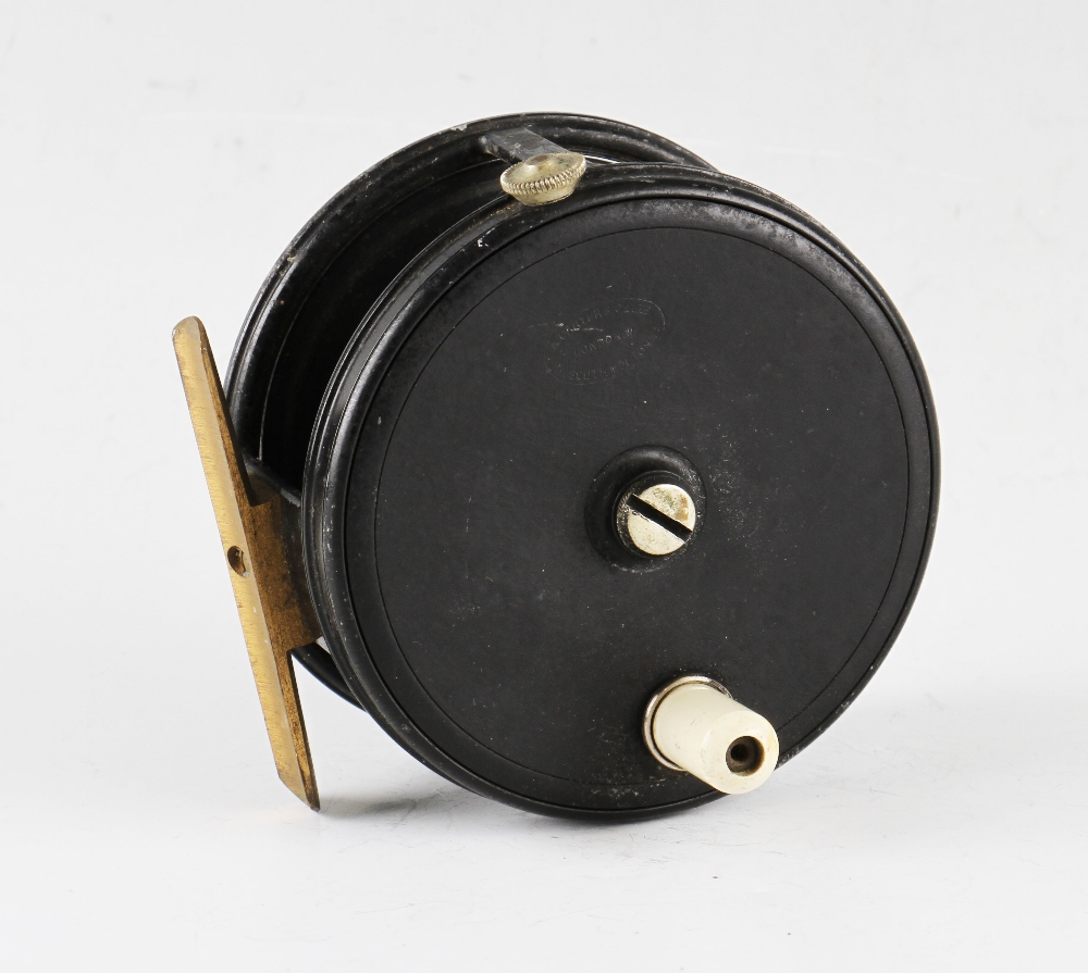 A Carter & Co Ltd London Perfect style salmon reel - 4"dia with smooth brass foot, constant check - Image 2 of 2