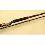 ABU Atlantic 303S Spinning Rod 9ft 6ins 2pc, 20-50g. Lined bridge guides wrapped grey tipped yellow.