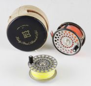 Hardy Bros The Zenith wide drum alloy fly reel and spare spool - 3 3/8" dia with reversible "U"