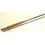 Hardy carbon trout fly rod - The Richard Walker Farnborough 9ft 2pc line 7/8#, handle soiled with