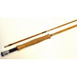 Fine Hardy Bros "The Perfection" trout fly rod - 9ft 6in 2pc palakona, Line 6#, with clear Agate