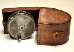 Hardy Bros "The Perfect" Dup. Mk II 2 alloy trout fly reel in makers larger leather block reel