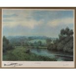 Tim Havers signed ltd ed large coloured fishing print - titled "The Kennett, Ramsbury" signed in