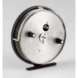 Hardy The Conquest post war alloy centre pin reel - 4 1/8" dia left and right hand, some paint
