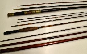 6x various greenheart and split cane rods - 4x greenheart boat and salmon rods including one rod