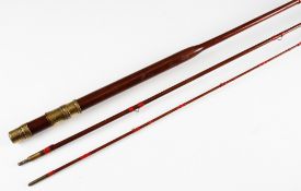 Milwards fly rod: Fine "The Fly Rover" 9'6" two-piece split cane fly rod,, speckled whipped goblets,