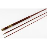 Milwards fly rod: Fine "The Fly Rover" 9'6" two-piece split cane fly rod,, speckled whipped goblets,