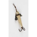 Hardy's Lure: rare Hardy Bros Pearl Devon in white c/w mount - body measures 1.75"