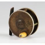 Hardy Bros Makers Alnwick brass, ebonite and nickel silver combination reel: 2.5" dia - ivory