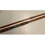 Marked 'GC May' Deep Sea Fishing Rod 10ft, 2 piece rod with cork handle appears with light signs