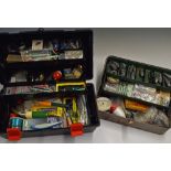 Selection of Sea Fishing Tackle within a cantilever tackle box and includes Cox & Rawle bass