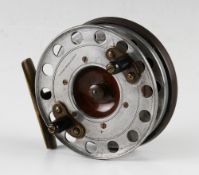Scarce Marston Crossle Patent alloy, wooden, ebonite and brass star back combination reel - 4"