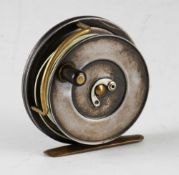 Hardy Bros "The Sunbeam Fly Reel" Dup. Mk. II alloy reel c.1930's - 3" dia with smooth brass foot,
