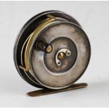 Hardy Bros "The Sunbeam Fly Reel" Dup. Mk. II alloy reel c.1930's - 3" dia with smooth brass foot,