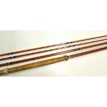 J.S Sharpe Ltd Aberdeen impregnated cane salmon fly rod - 14ft 3pc split cane with spare tip (