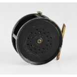 A Carter & Co Ltd London Perfect style salmon reel - 4"dia with smooth brass foot, constant check