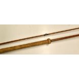 Fine B James & Son England "Richard Walker Mk. IV Avon " split cane carp rod - 10ft 2pc with pink