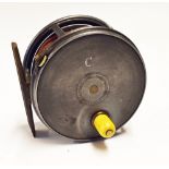 Fine and Rare Hardy Bros The Perfect Salmon Alloy Fly Reel - 4.5" dia, 1912 Check, with 3x rows of