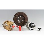 3x Various Sea Fishing Reels: Scarborough unnamed 7" reel; Intrepid Bucaneer multiplying reel with