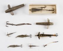 Hardy Lures - 8x assorted baits and bait mounts incl Fly Minnows, Pennell Devon, Phantom, 3 dead