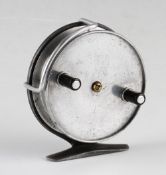 Hardy Bros "The Triumph" post war alloy trotting reel - 3.25""dia, smooth alloy foot, retaining much
