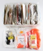 Good assortment of fly tying material feathers, capes, fur, hooks et al - neatly divided into
