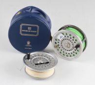 Hardy Bros Marquis Salmon No.2 Fly reel, spare spools and lines - with ribbed brass foot,