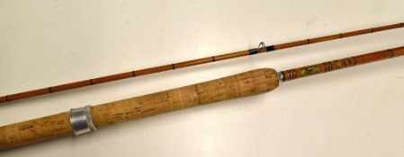 Fine MARCO Standard Carp rod - 10ft 2pc split cane with agate lined butt guide, lightly soiled