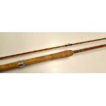 Fine MARCO Standard Carp rod - 10ft 2pc split cane with agate lined butt guide, lightly soiled