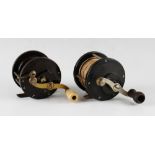 2x Vintage Penn Bakelite Fishing Reels - No 14 Atlantic and No79 both with counter balanced handles,