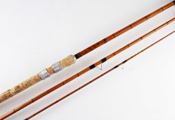 Fine and scarce R Chapman & Co Ware The Hunter hollow built split cane rod - 12ft 3pc with agate
