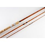 Fine and scarce R Chapman & Co Ware The Hunter hollow built split cane rod - 12ft 3pc with agate