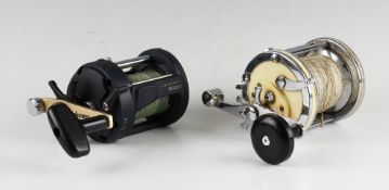 Okuma Classic 300X 4:1 Gear Ratio Multiplier Fishing Reel together with another Chrome plated