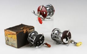 3x Vintage Penn Salt Water Fishing Reels - 209 Level Wind, No140 Squidder and No185 with chrome