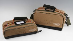 2x Airflo Outlander reel cases - for 10 and 5x reels - owners hand written details to top of the
