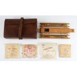 Early coarse fishing leather wallet -fitted block leather compartment c/w float winder plus 2
