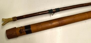 Hardy Bros Alnwick Whole Can Rod tube - c/w Leather cap (missing fastener) devoid of whippings -