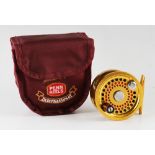 Fine Penn International 1.5 gold anodised trout fly reel and line - 3"dia x 1", Ser no E950344, c/