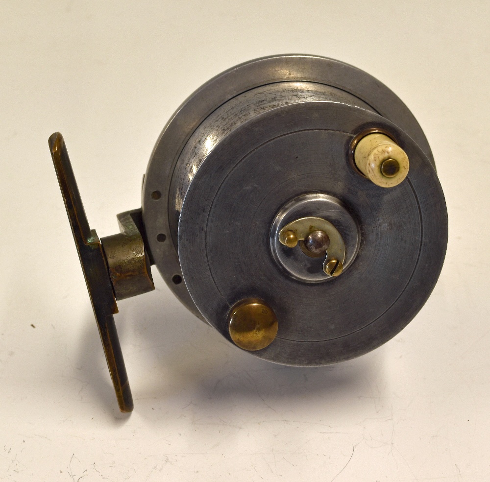 Birmingham/Redditch made alloy and brass tournament side caster reel c.1920/30's - 3" dia wide drum,