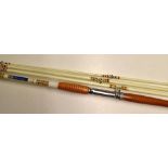 Pioneer Japan Boat Fishing Rod a combination rod, solid fibre glass with wooden handle, in white