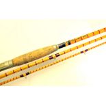 Split Cane Salmon Fly Rod: "Salar Supreme" 15ft 3pc. #10. Bridge guides, lined butt and tip, wrapped