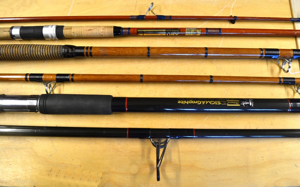 ABU Atlantic 405 9ft 2pc Glass Fibre Boat Rod with very clean 27.5" cork handle (VG): and good