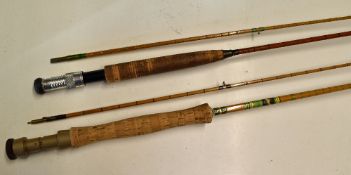Allcock and Hardy split cane trout fly rods - fine Allcocks Colonel 9ft 2 pc with agate line butt