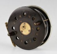 Fine Slater Style Large Ebonite, Alloy and brass star back combination reel - 5" dia with brass