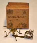 Scarce Hardy Bros Alnwick H.J.S (Hardy Jock Scott) line winder - brass frame, the stanchion stamped